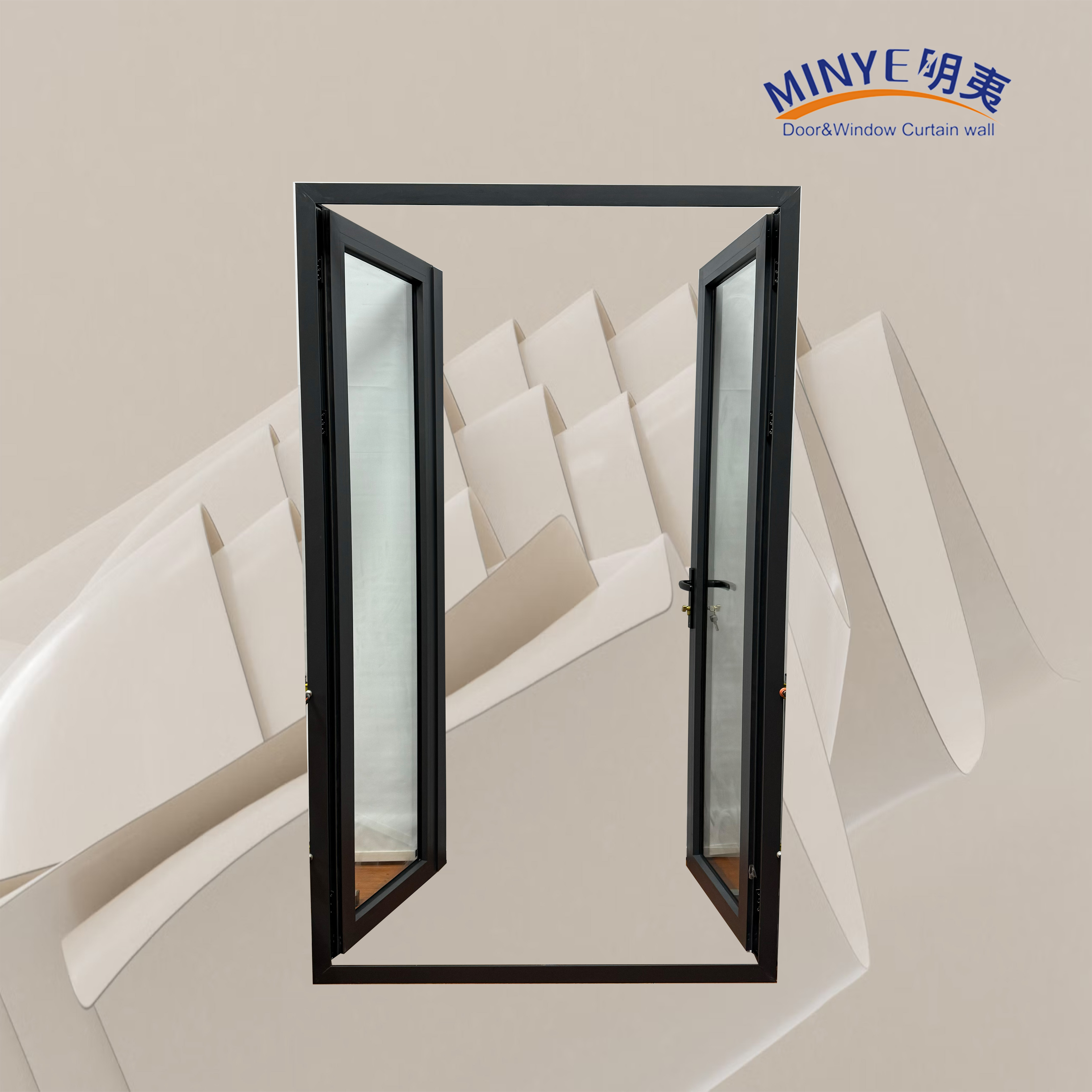 Aluminum Casement Door Customized Size And Color Customized Product Strong Wind Resistance Strong Heat Insulation