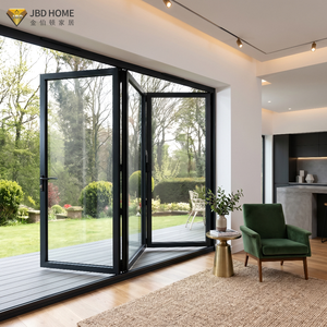 Hurricane Proof Aluminum Exterior Door Balcony Patio Lowe Soundproof Glass Garden Aluminum Bifold Folding Door