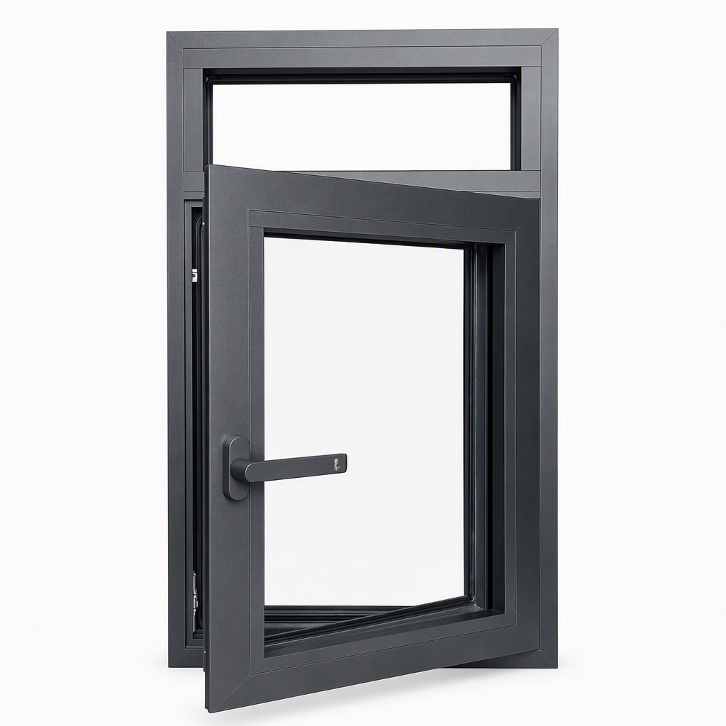 Modern Shed Windows Energy Saving Tempered Glass Wind Resistant For Bathroom And Hotel Projects Black Aluminum Alloy Frame