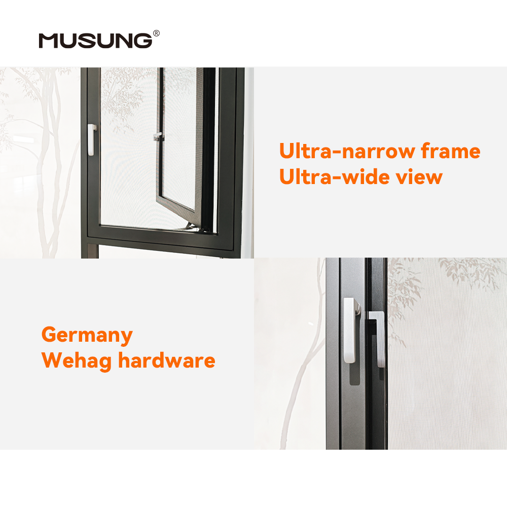 Soundproof Hurricane Impact Aluminium Window Outward Thermal Break Casement Windows For House