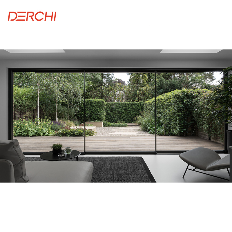 DERCHI Q9 Series High End Large Half View Ultra-narrow Aluminum Sliding Door Heavy Duty Big Panel Glass Door