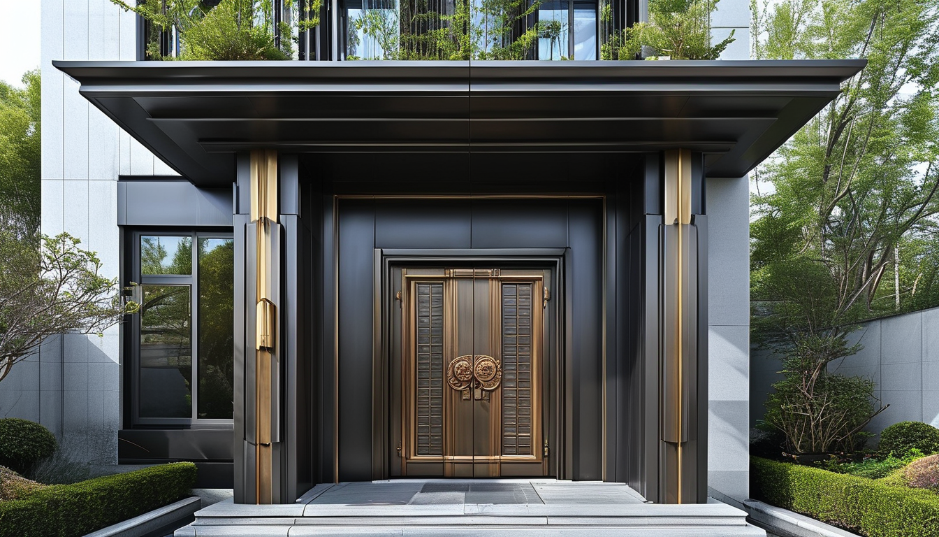 Aluminum entry door for modern villas
