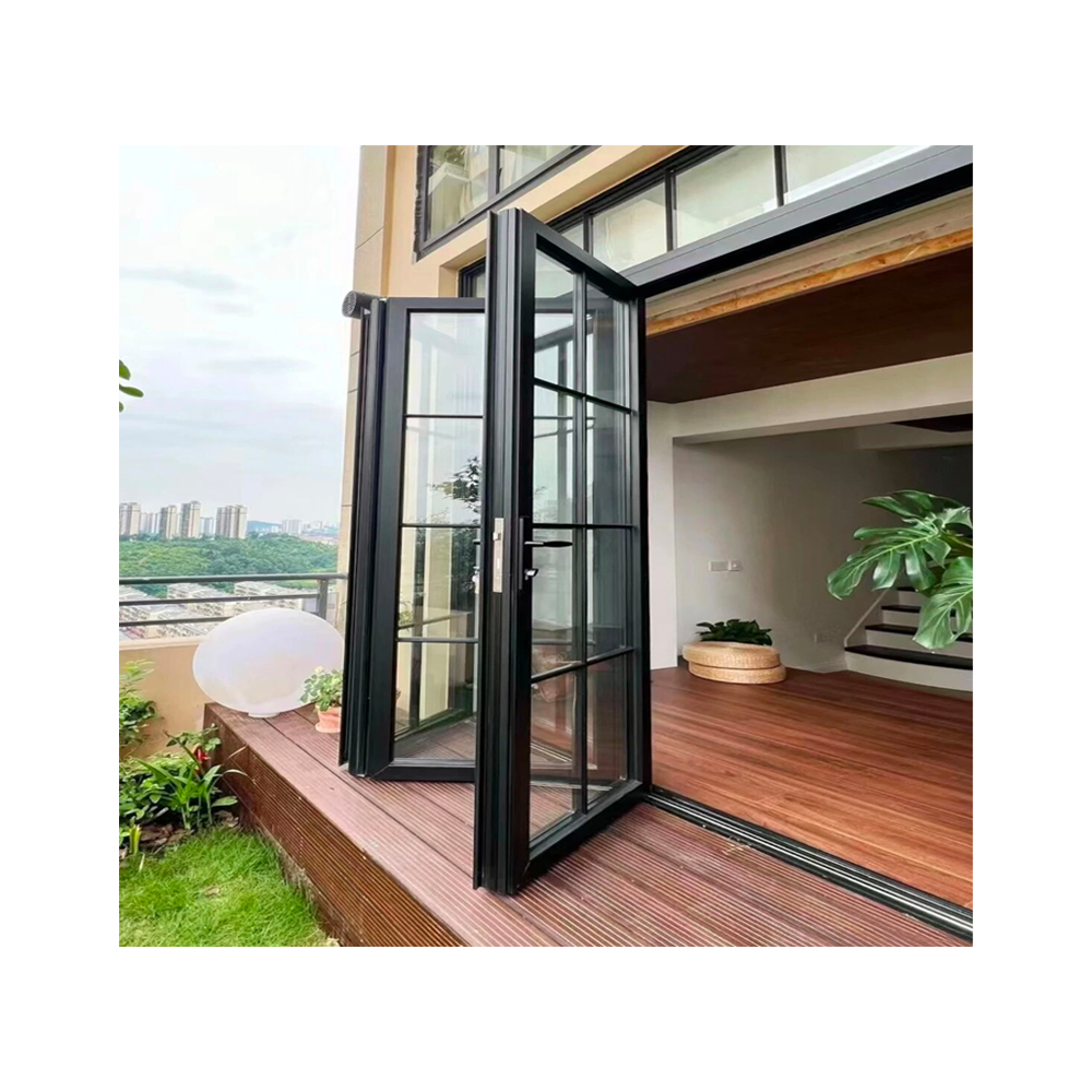Aluminum Alloy Concertina Door Top Hung Acoustic Partition Anti-Theft Double Tempered Glass Exterior Bedroom Hotel Ballroom