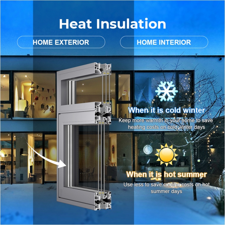 OUNA Anti-Theft Aluminum Casement Window with Screen Double Tempered Glass NFRC CSA Certified Thermal Insulation Swing Window