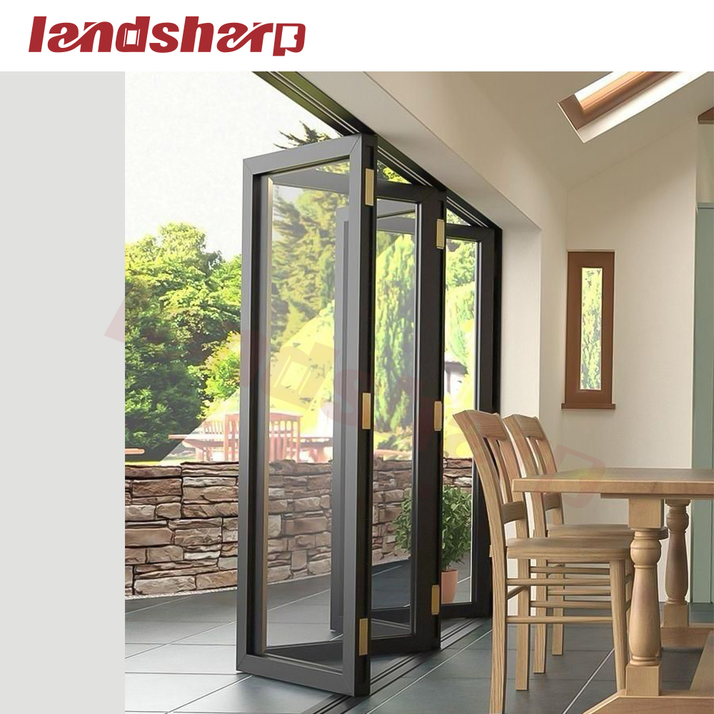 Landsharp Customized 6 Foot Panel Sliding French Bifold Door Aluminium Bi Folding Door Exterior Folding Door Hardware