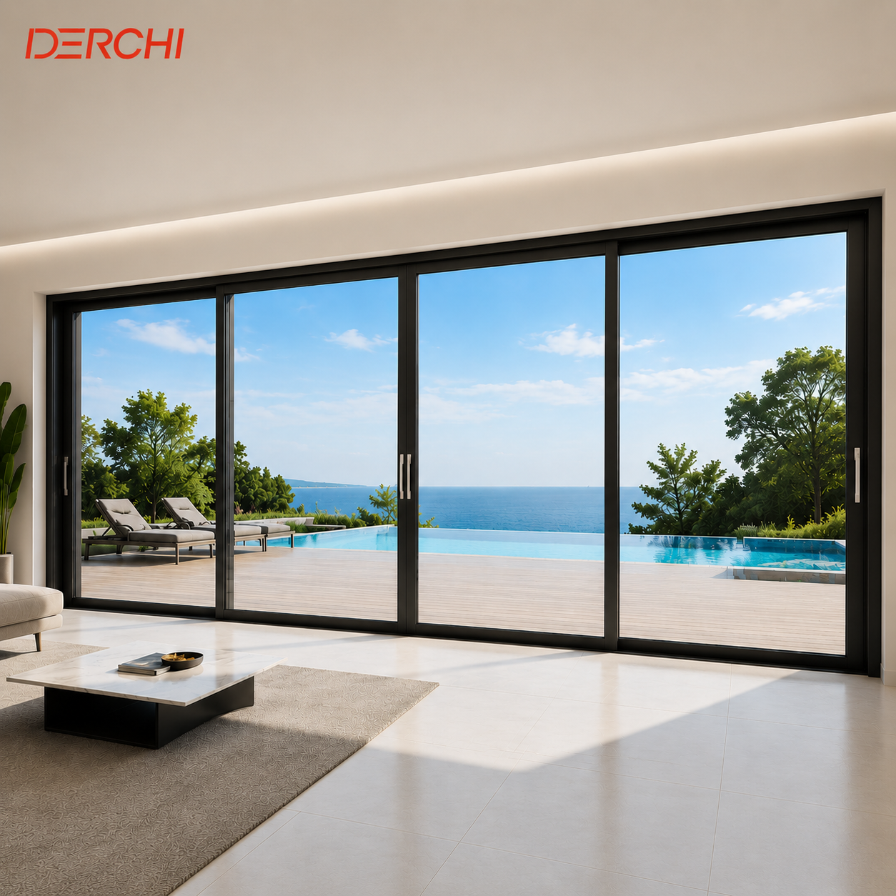 Aluminium Sliding Doors For Villa Patio Doors Double Glazed Windows Waterproof Modern