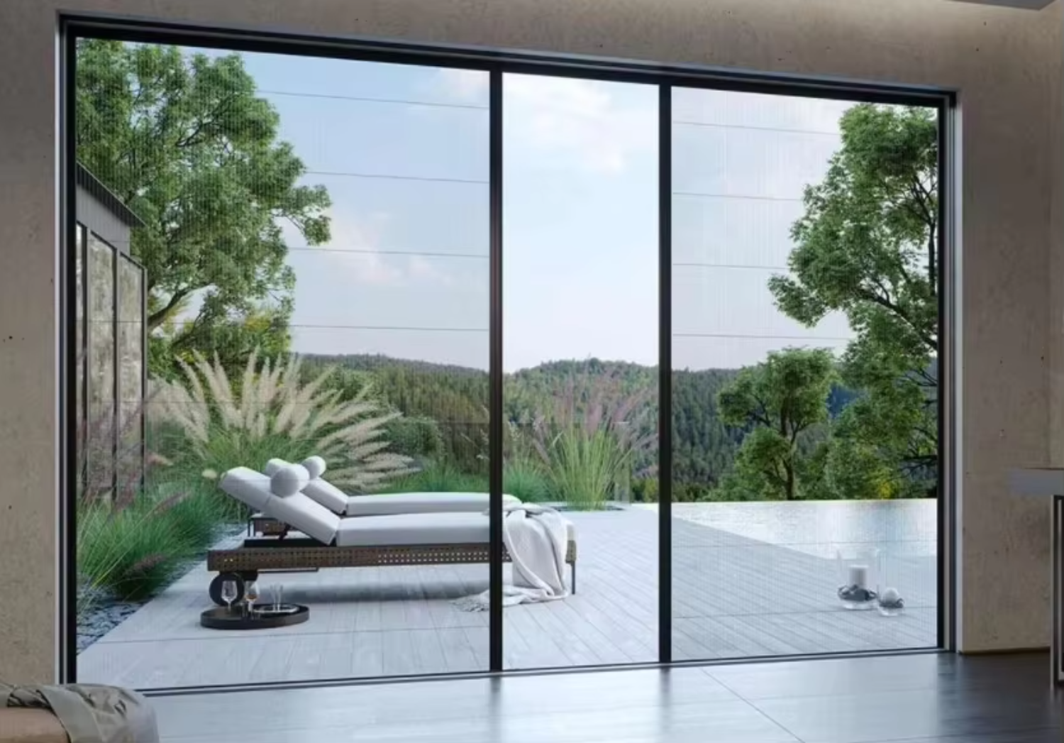 Retractable Screen Mosquito Nets Aluminum Alloy Frame Horizontal Rolling Fiberglass Mesh Pleated Mesh Folding Screen Door
