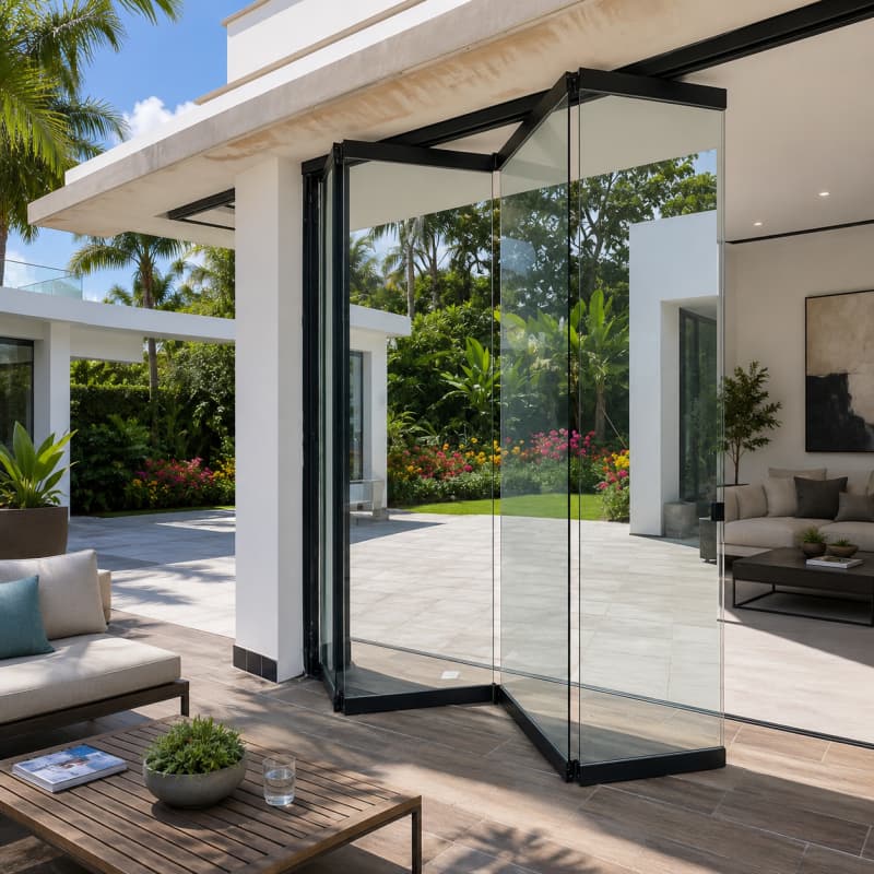 Modern Folding Door Glass Accordion Bi-fold With Folding Screen For Interior Aluminum Patio Villas Sunroom Partition Glass Door