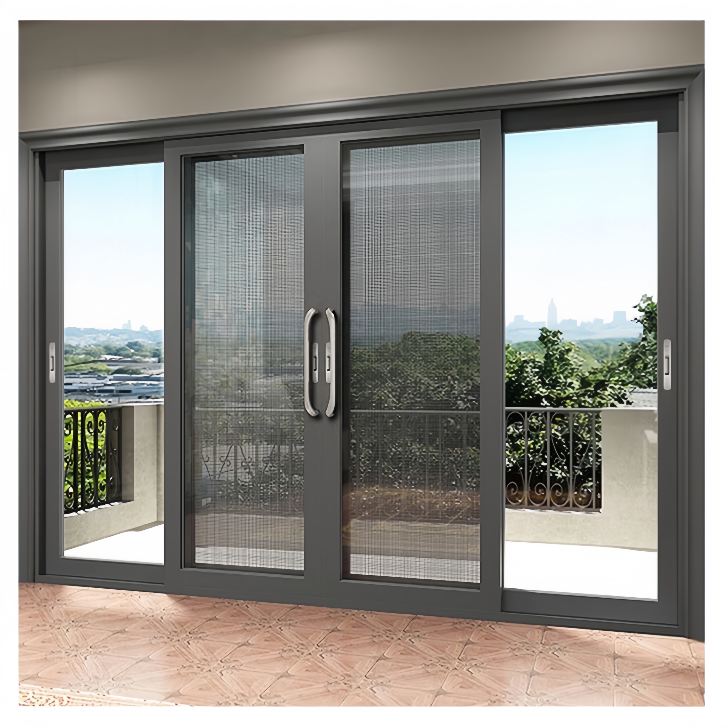Customized Thick Aluminium Frame China Modern Sliding Patio Door Villa Outdoor Tempered Glass Aluminum Sliding Doors For Sale