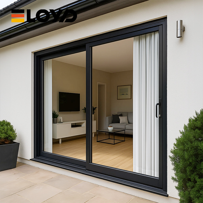 Modern Aluminum Alloy Glass Patio Sliding Door With Waterproof &amp; Heat Insulation For Villa Exterior And Garden Use