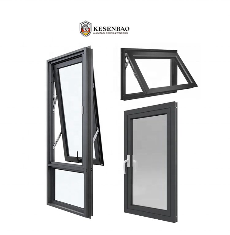 Slim Aluminum Casement Windows Awning windows Ilt And Turn windows Double Glazed Modern Design For Hotel