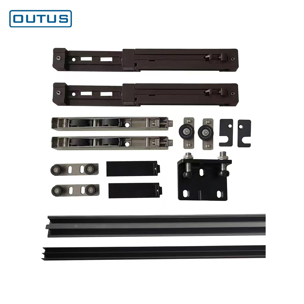 OUTUS Concealed Sliding Door Aluminum Frame Fluted Glass Interior Door for Living Room and Bedroom