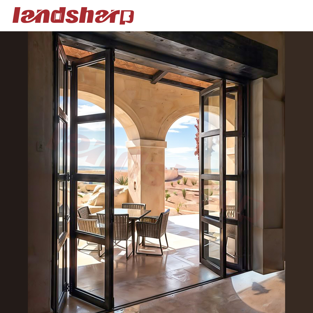 Landsharp Customized 6 Foot Panel Sliding French Bifold Door Aluminium Bi Folding Door Exterior Folding Door Hardware