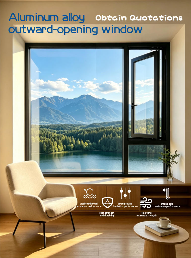 High Quality Security Aluminum Casement Windows Broken Bridge Outdoor Outward Windows Doors Stainless Steel Frame Material
