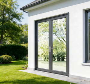 Thermal Break Aluminum Double Swing Casement Glass Doors Modern Slim Frame
