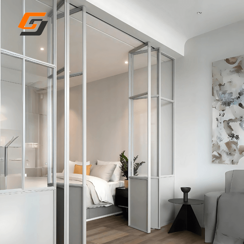 High Security Folding Interior Door Glass Garage Bi Fold Door Aluminum Folding Glass Doors