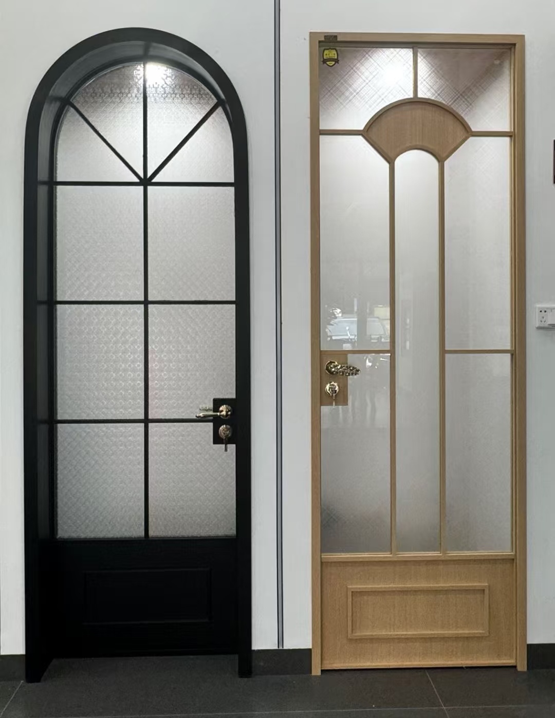 Modern Minimalist Aluminum Glass Door French Arch-Shaped Windproof Finished for Villa Living Room Entry