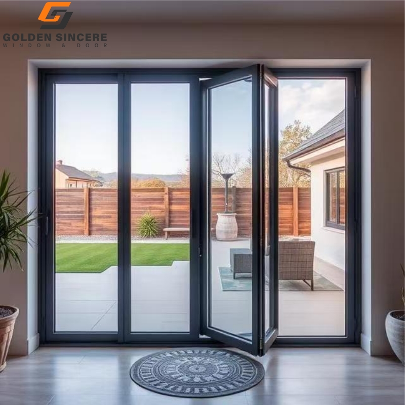 GS Chinese Manufacturer Folding Glass Door Aluminum Bi-Fold Door With LowE Glass