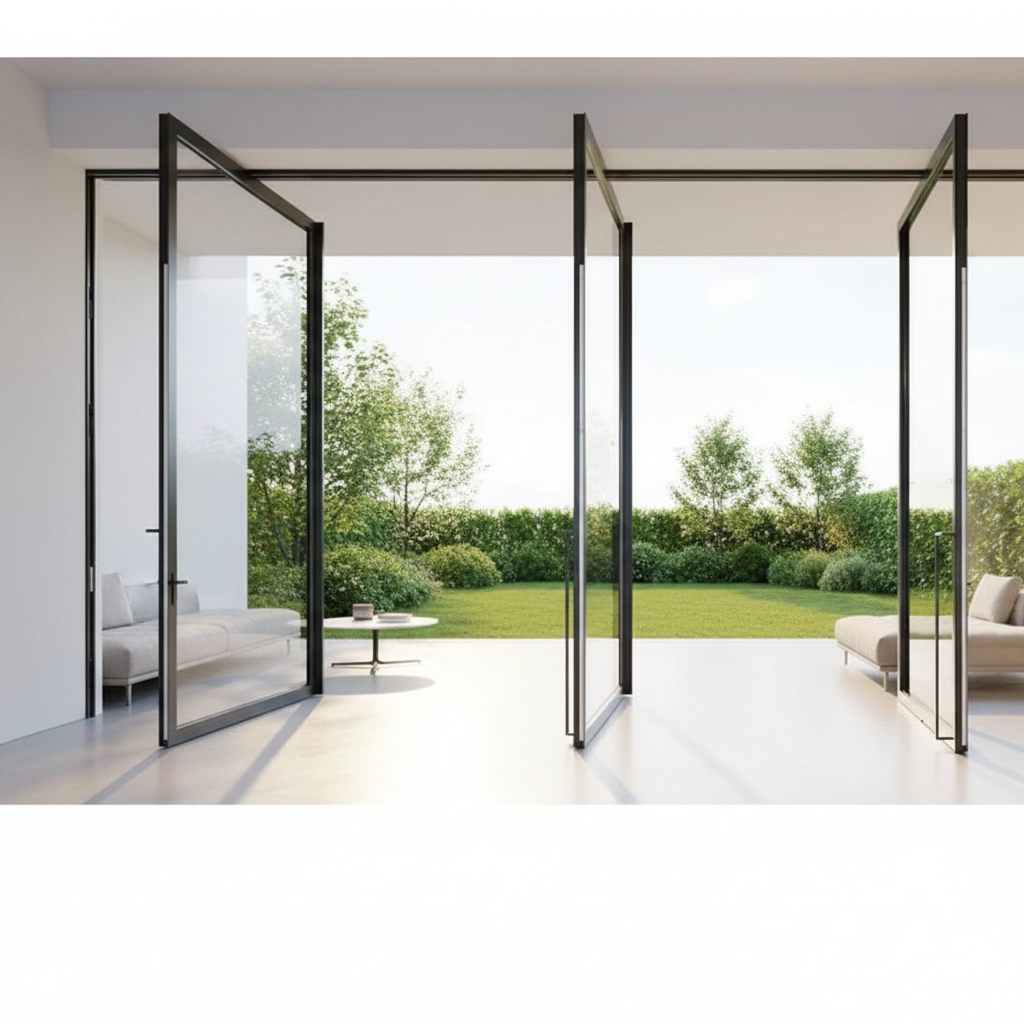 Premium Aluminum Pivot Doors Modern Large Entry Doors High Security Soundproof Weatherproof for Villa Hotel Commercial Building