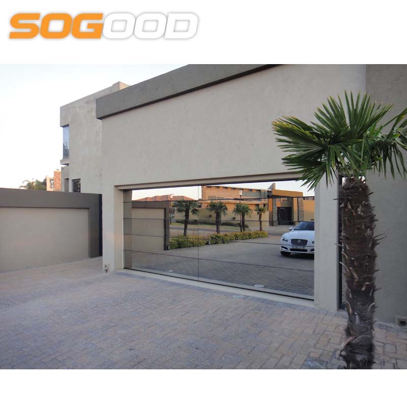 50mm Thickness Aluminum Frame Garage Doors Frameless Glass