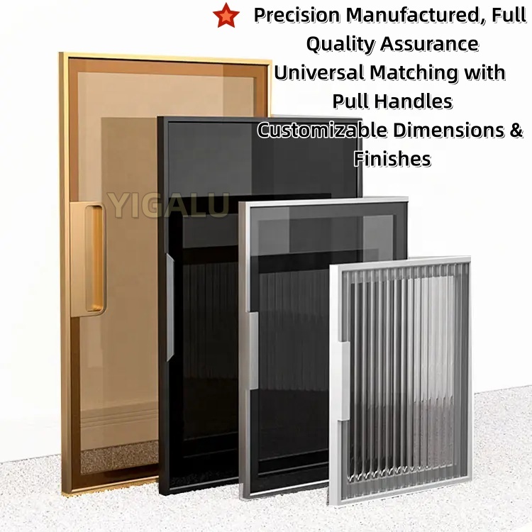 Competitive Price Aluminum Frame Toughened Glass Wardrobe Door with Brass Finish Minimalist Design Lifetime Warranty