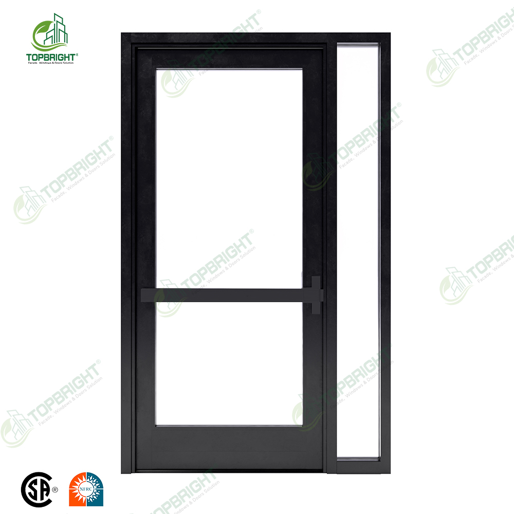 Topbright Modern Commercial Hotel Storefront Door Soundproof Aluminum Framed Double Glass Exterior Security Hinged Foldable
