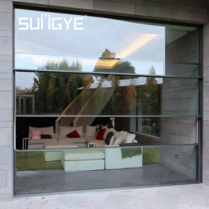 SUNGYE Intelligent Windproof Soundproof Electric Vertical Retractable Sliding Lifting up Aluminum Glass Window