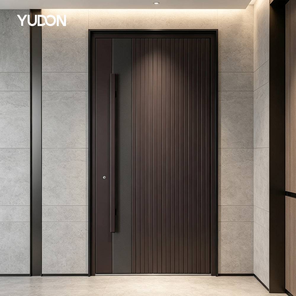 YUDON DOOR Aluminum Villa Exterior Door Metal Entrance Door With Multi Point Lock With Side Panel Soundproof OEM ODM Service