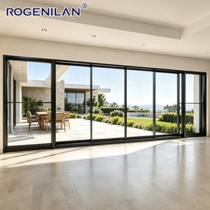 ROGENILAN Customized Aluminum Multi Track Panoramic Sliding Glass Doors Double Tempered Glazed Slide Patio Doors