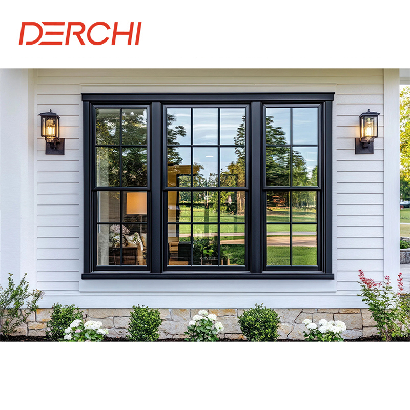 Best Selling Single Hung Window Modern Large Aluminium Commercial Tempered Insulated Vertical Sliding Window for Kitchen
