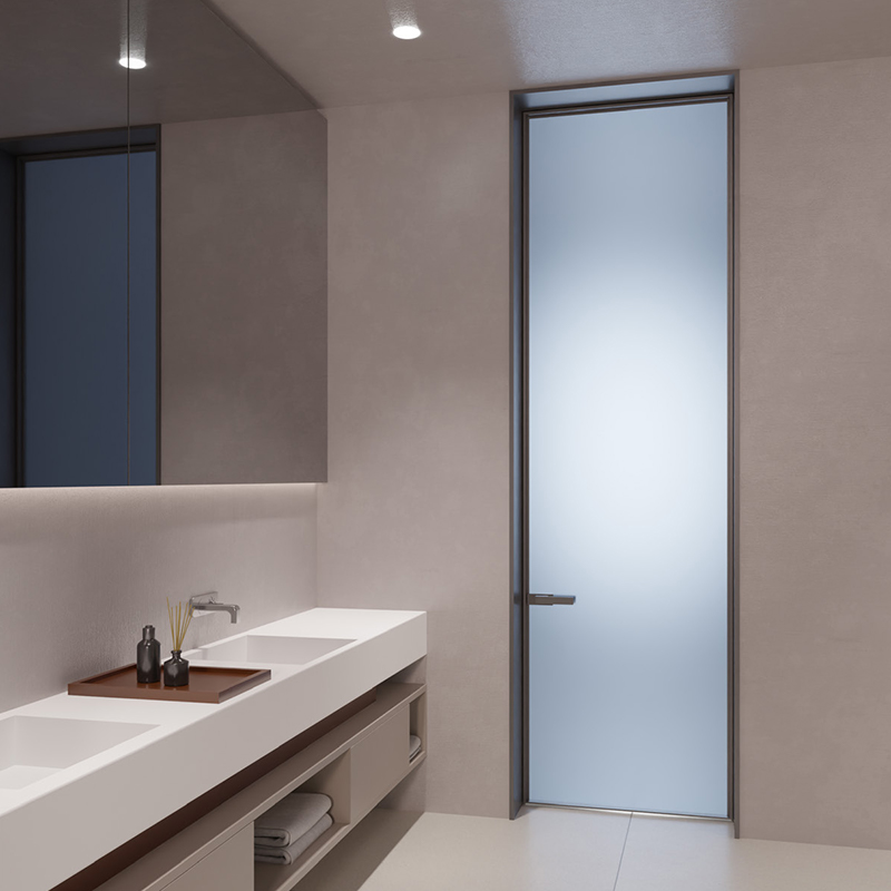 Minimalist Waterproof Custom Size Modern Aluminum Alloy Swing Glass Door Aluminum Frame Interior Door for Apartment Renovation