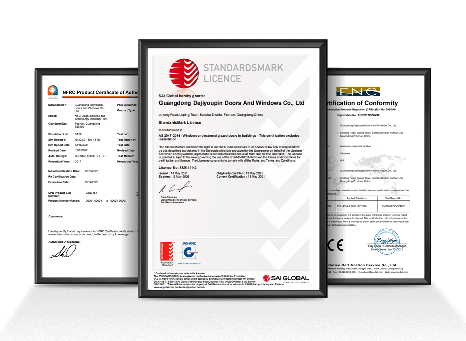 DERCHI international certifications and test reports