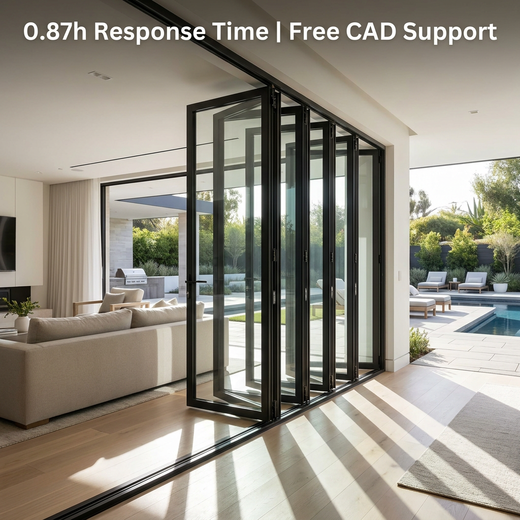 Hurricane Proof Coastal Aluminum Glass Folding Doors Free Drawing Support