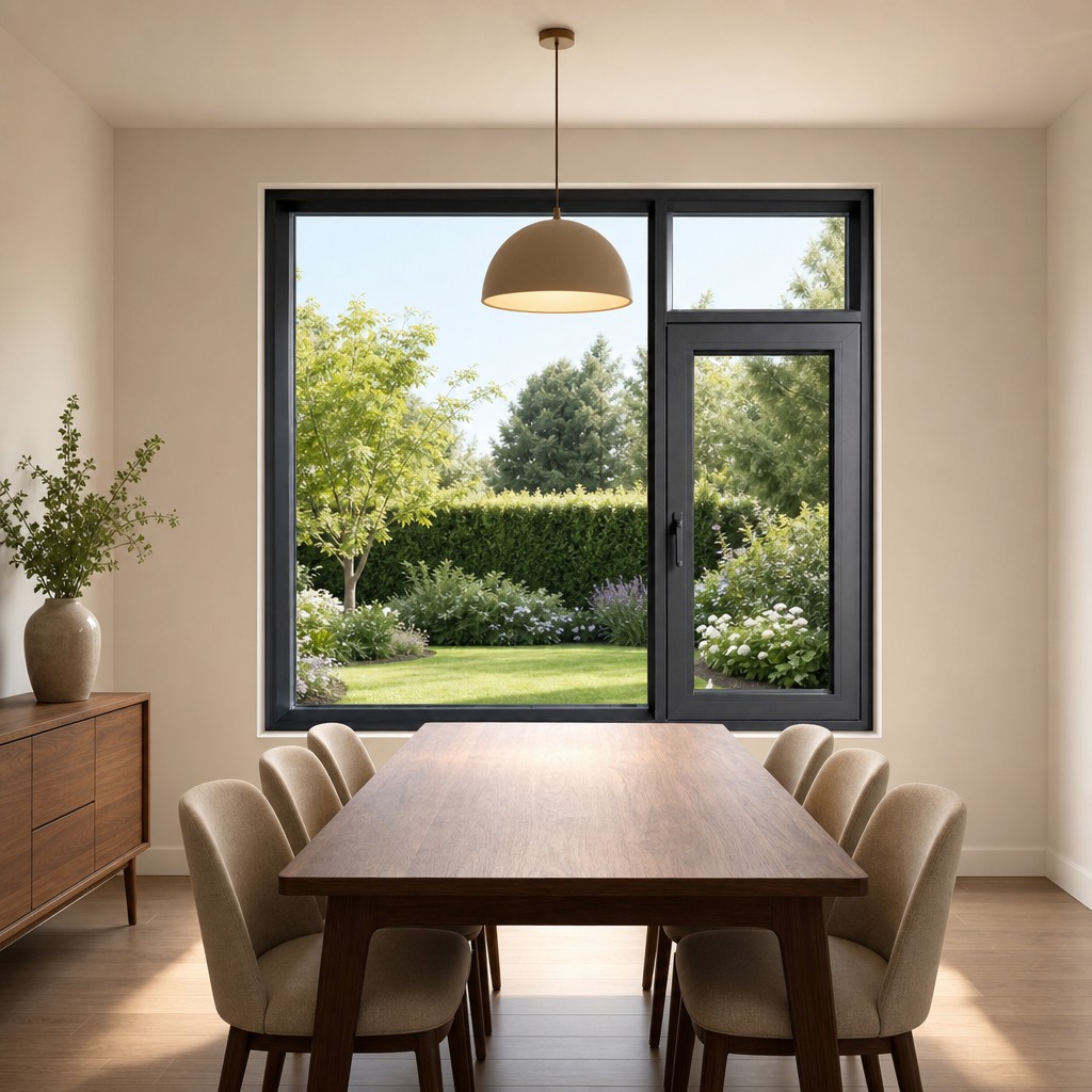 Modern Dark Grey Aluminum Alloy Doors And Windows With Triple Glass For Home Kitchen Villa Hotel