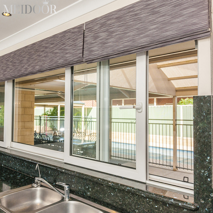 2 Track Manual Powder Coating Surface Slide Aluminum Frame Glass Windows Practical Sliding Window Double Glazed Windows