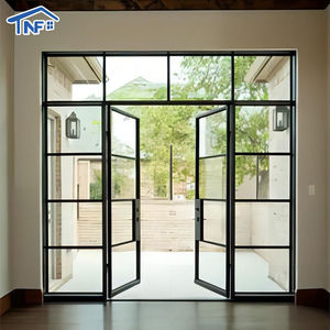Aluminum Swing Door Double Tempered Glass Exterior Glass Arch Casement French Doors