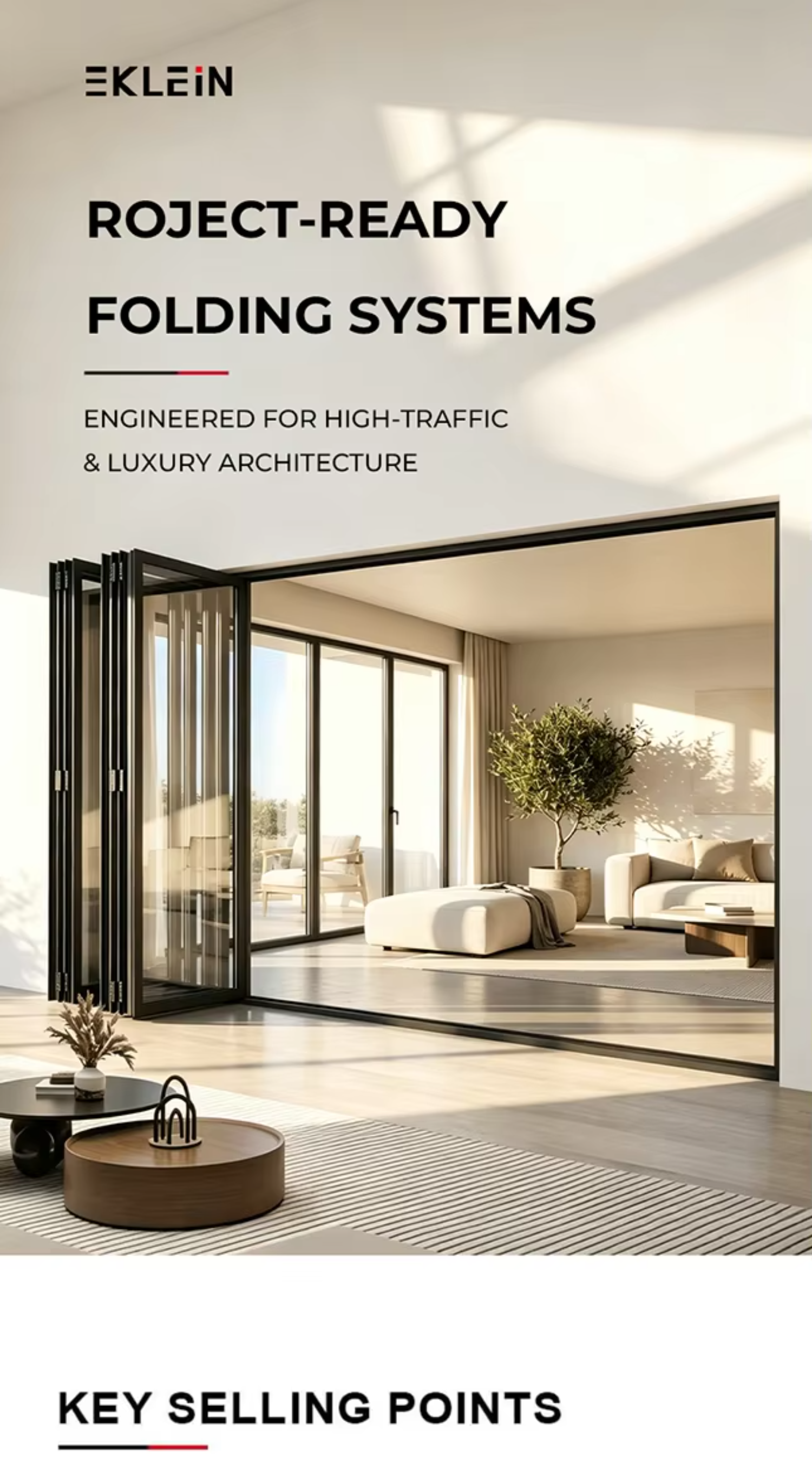 Seamless Splicing Aluminum Folding Glass Door Slim Design for Terrace