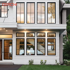 DERCHI Hurricane Proof High Impact Black Aluminum Alloy Thin Profile Aluminium Windows And Doors Casement Window For USA