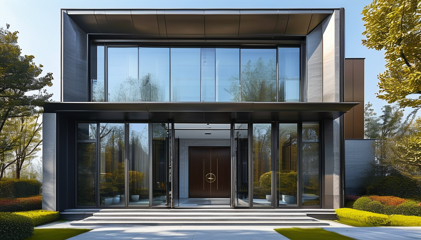 Aluminum glass entry door for modern villas