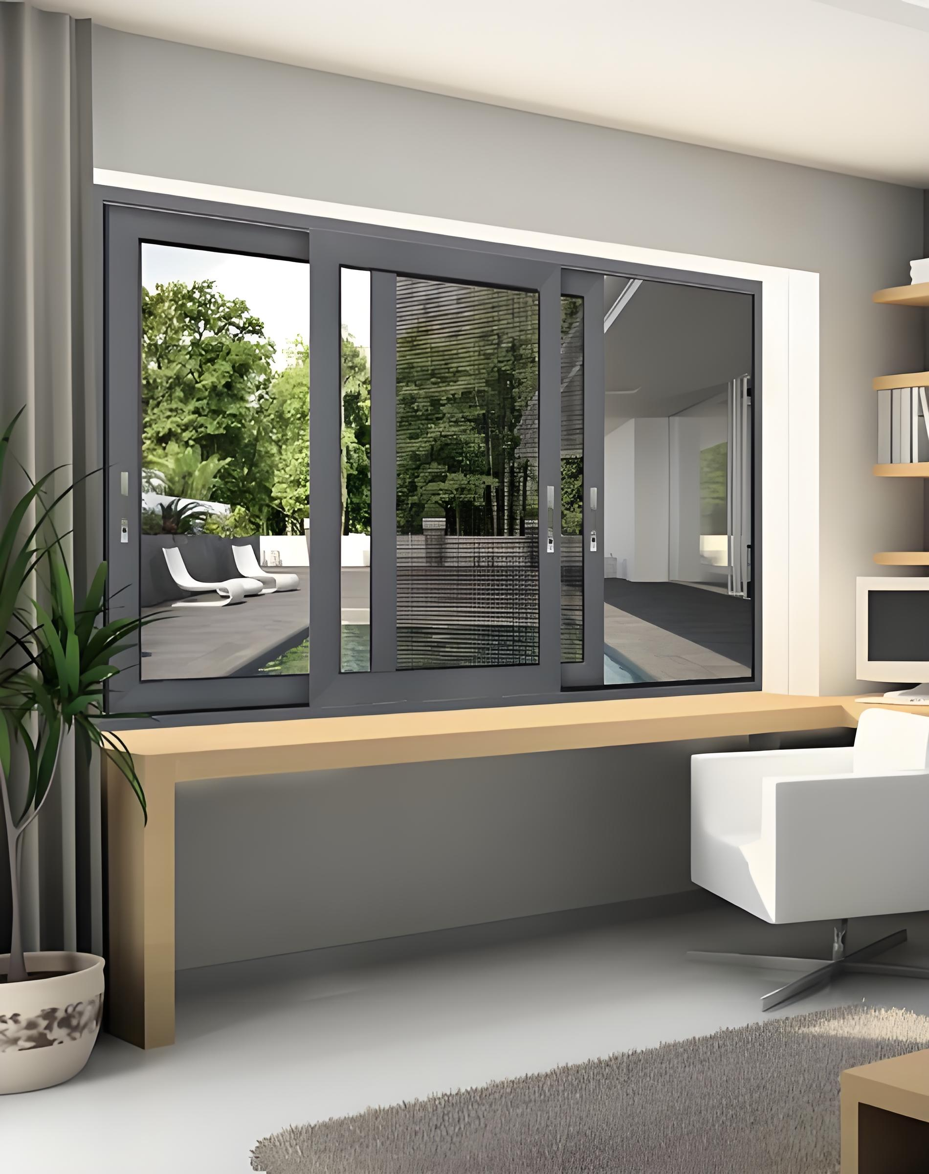 Aluminum Alloy Automatic Sliding Door Window Stainless Steel Mosquito Net Heat Insulation High Qualified House Bathroom Kitchen