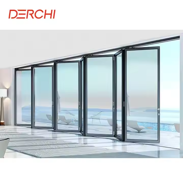 Panoramic Accordion Bifold Door Balcony Partition Folding Door Aluminum Sliding Folding Patio Door