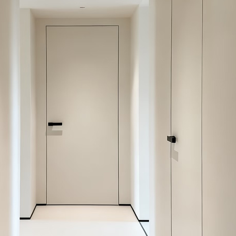 Villa Apartment Sound Insulation Frameless Aluminum Interior Swing Door With Paintable Calcium Silicate Slab Latex &amp; Art Coating