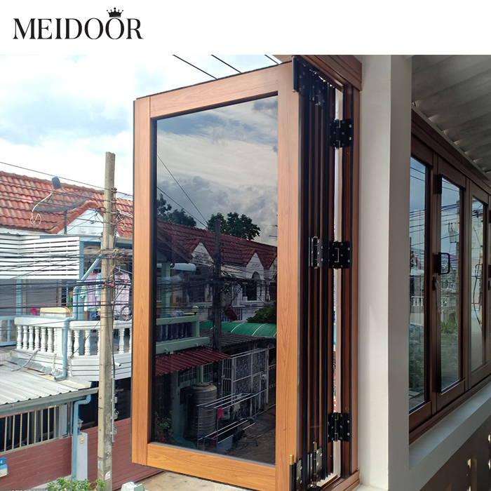 Modern Design Electric Automatic Aluminum Top Opening Glass Bi-Folding Window Frameless Folding Windows