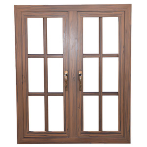 Wood Grain Finish Aluminum French Casement Window/double Glazed Casement Window