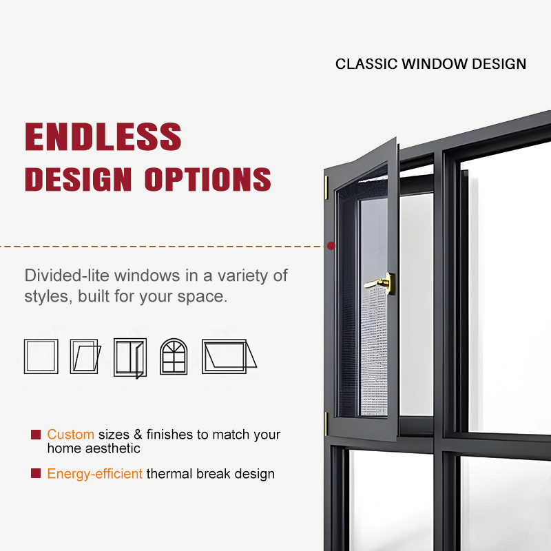 Custom Villa and Hotel Sliding Thermal Break Insulated Soundproof Double Glazed Aluminum Alloy Casement Doors