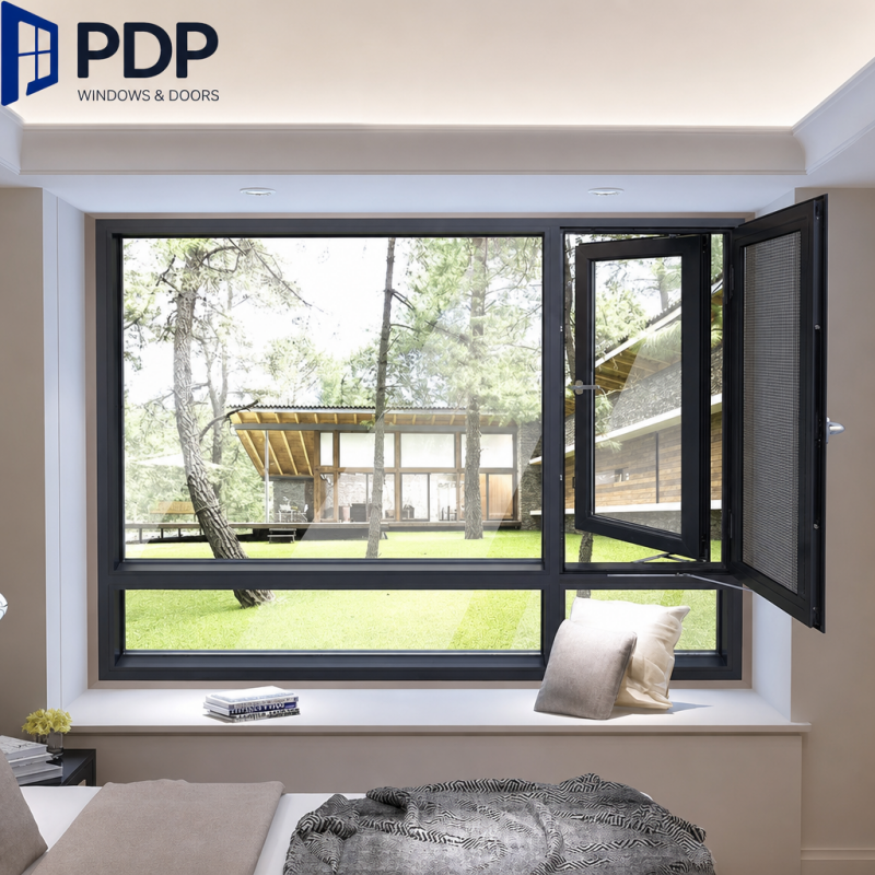 High Quality Security Aluminum Casement Windows Broken Bridge Outdoor Outward Windows Doors Stainless Steel Frame Material