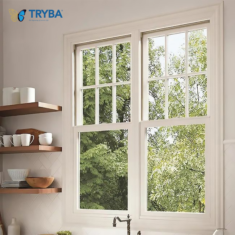 Premium Hurricane Proof Impact Resistant White Aluminum Double Hung Windows 36x48 for Home/Office/Villa Safety