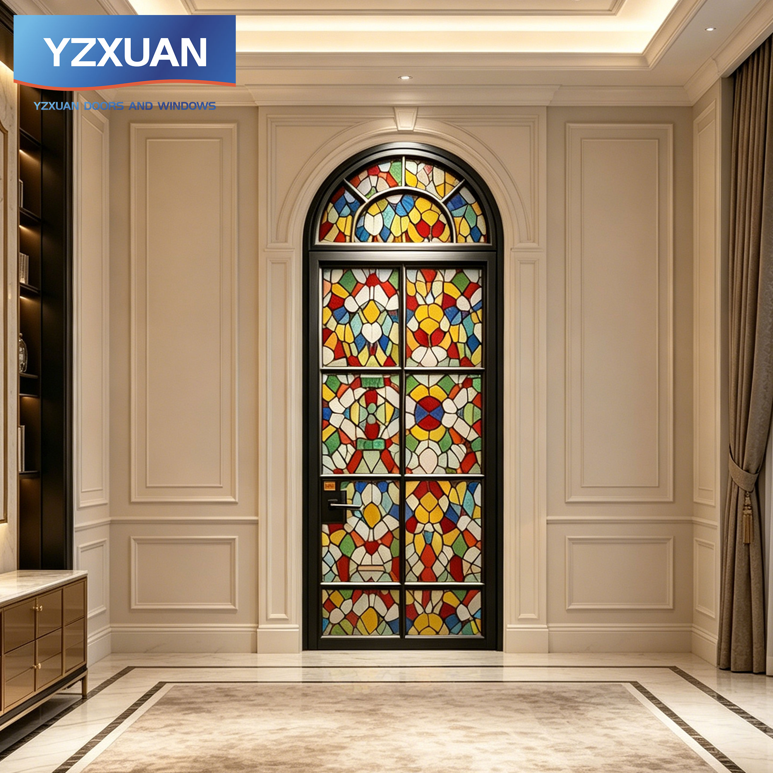 Aluminum Alloy Glass Swing Door Medieval Modern Style Heat Insulated Waterproof Sound Insulation Retro Manual Door for Hotel