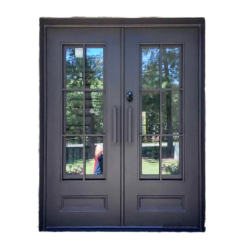 EOKO Smart Original Factory Main Entrance Exterior Anti-Theft Double Aluminum Stainless Steel Solid Wood Glass Door