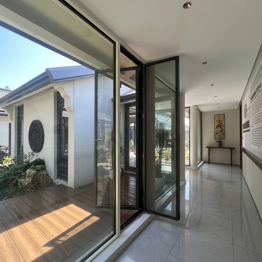 HUACAI Modern Flush Design Aluminum Casement Window Hidden Hardware Internal Tilt and Turn System Window